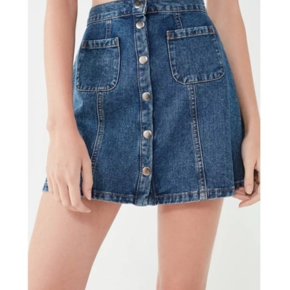 BDG Urban Outfitters Denim Button-Front Skirt - Picture 1 of 3